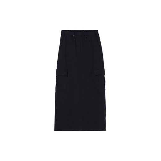 Cropp - Czarna spódnica midi z kieszeniami cargo - czarny ze sklepu Cropp w kategorii Spódnice - zdjęcie 170000051