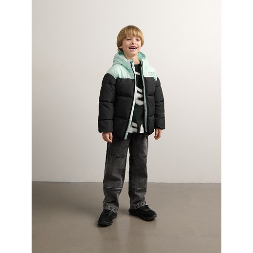 Reserved - Pikowana kurtka oversize z kapturem - czarny ze sklepu Reserved w kategorii Kurtki chłopięce - zdjęcie 170000320