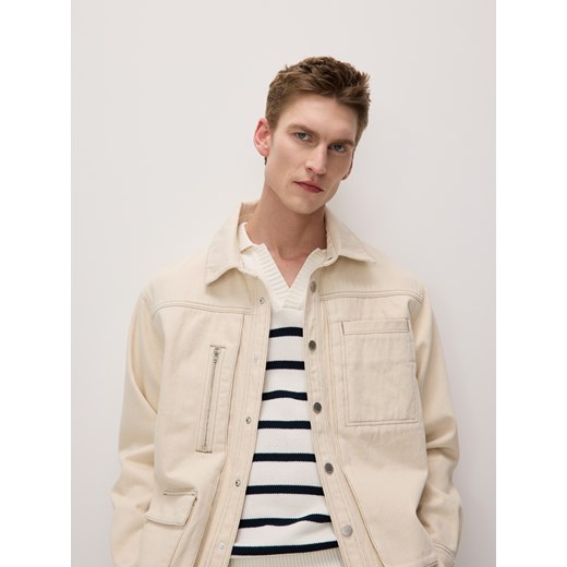 Reserved - Jeansowa kurtka koszulowa - złamana biel ze sklepu Reserved w kategorii Kurtki męskie - zdjęcie 170000552