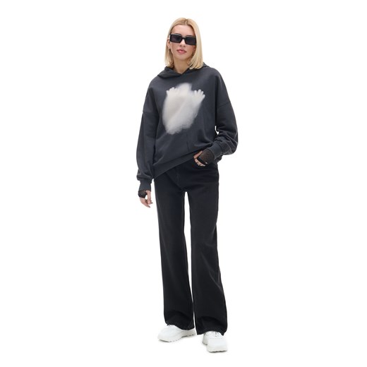 Cropp - Czarna bluza z kapturem i nadrukiem - czarny ze sklepu Cropp w kategorii Bluzy damskie - zdjęcie 170001430