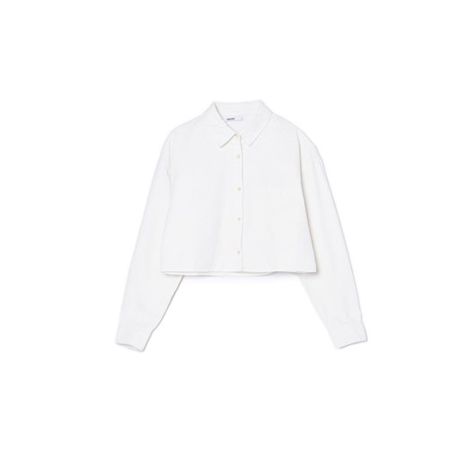 Cropp - Krótka biała koszula - kremowy ze sklepu Cropp w kategorii Koszule damskie - zdjęcie 170001444