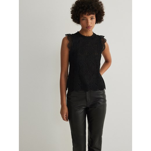 Reserved - Koronkowa bluzka - czarny ze sklepu Reserved w kategorii Bluzki damskie - zdjęcie 170002412