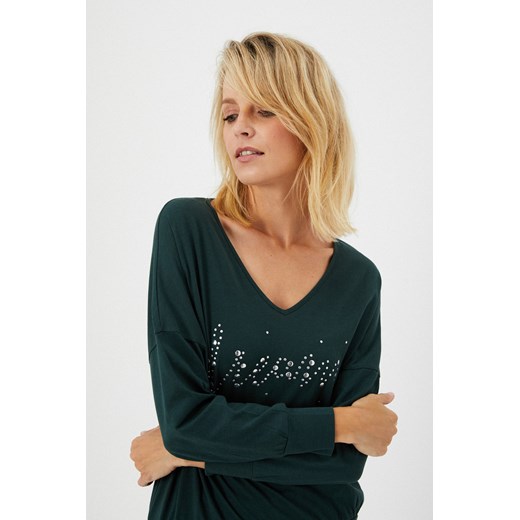 Bawełniana bluzka z aplikacją XS promocja Moodo.pl