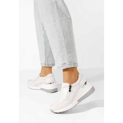 Białe sneakersy damskie na koturnie Asena ze sklepu Zapatos w kategorii Buty sportowe damskie - zdjęcie 170007250