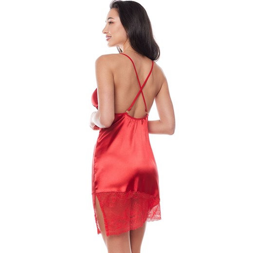Czerwona satynowa koszulka z koronką EDITH 2, Kolor czerwony, Rozmiar L/XL, Anais ze sklepu Intymna w kategorii Koszule nocne - zdjęcie 170007341