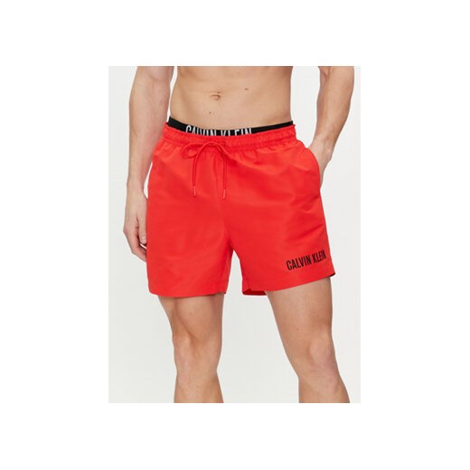 Calvin Klein Swimwear Szorty kąpielowe KM0KM00992 Czerwony Regular Fit ze sklepu MODIVO w kategorii Kąpielówki - zdjęcie 170009532