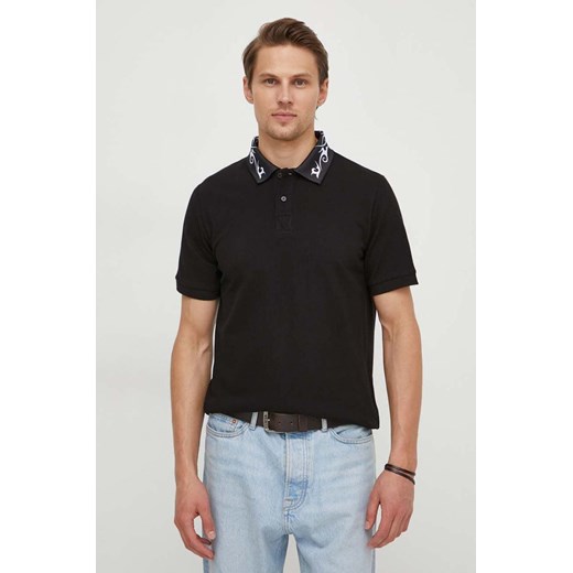 Versace Jeans Couture polo bawełniane kolor czarny gładki 76GAGT08 CJ01T ze sklepu ANSWEAR.com w kategorii T-shirty męskie - zdjęcie 170010742