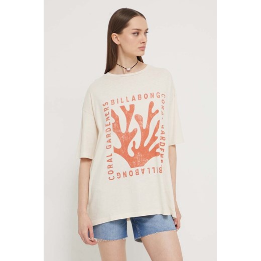 Billabong t-shirt bawełniany BILLABONG X CORAL GARDENERS damski kolor beżowy Billabong M ANSWEAR.com