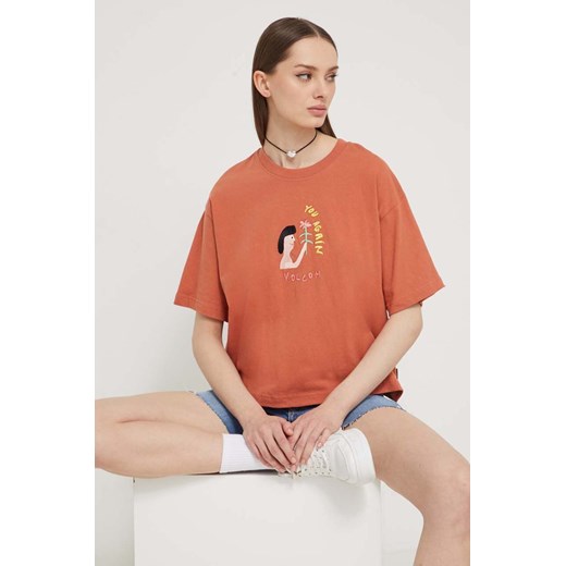 Volcom t-shirt bawełniany x ARTHUR LONGO damski kolor pomarańczowy Volcom L ANSWEAR.com