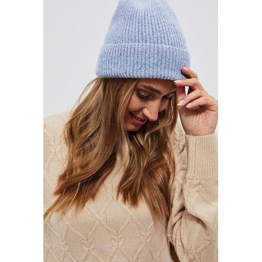 Prosta czapka z dzianiny niebieska uniwersalny Moodo.pl promocyjna cena