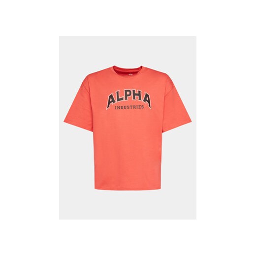 Alpha Industries T-Shirt College 146501 Czerwony Relaxed Fit ze sklepu MODIVO w kategorii T-shirty męskie - zdjęcie 170022482