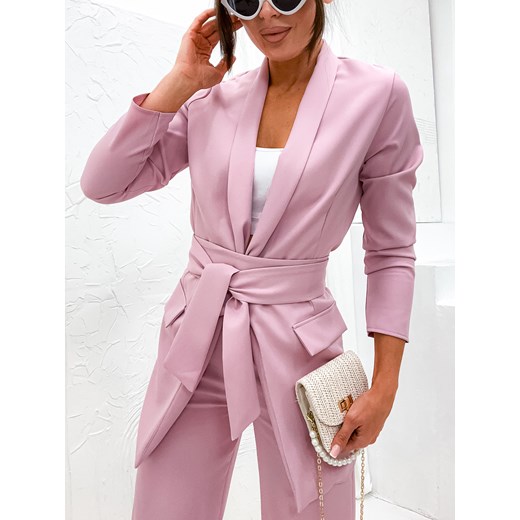 ELEGANCKI GARNITUR Z WIĄZANIEM W PASIE- PUDROWY RÓŻ Olika XL olika.com.pl