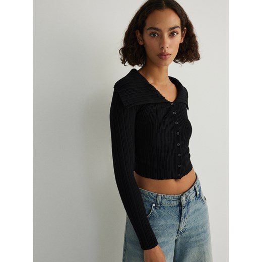 Reserved - Bluzka z wiskozą - czarny ze sklepu Reserved w kategorii Swetry damskie - zdjęcie 170023191