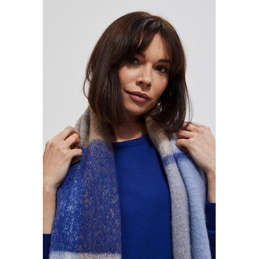 Szal w kratkę z frędzlami niebieski uniwersalny Moodo.pl wyprzedaż