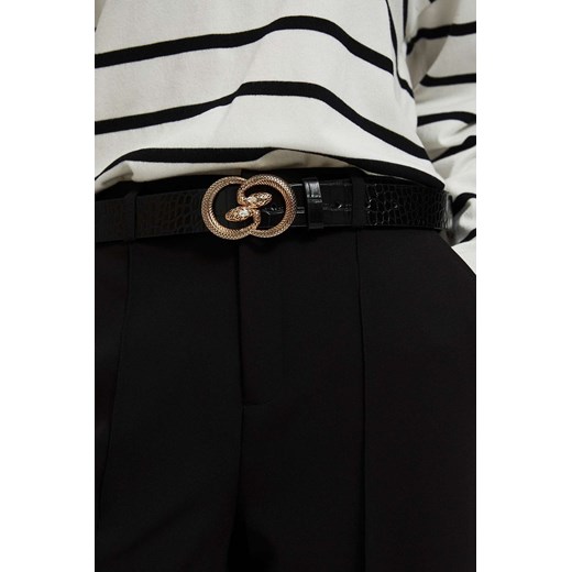 Pasek z ozdobną klamrą w kształcie węży czarny L okazyjna cena Moodo.pl