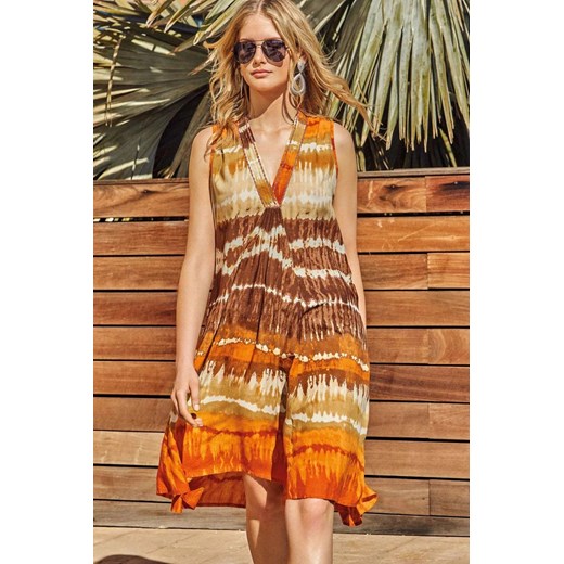 Sukienka plażowa Micol Iconique wielokolorowa IC23-096 ze sklepu piubiu_pl w kategorii Odzież plażowa - zdjęcie 170032371