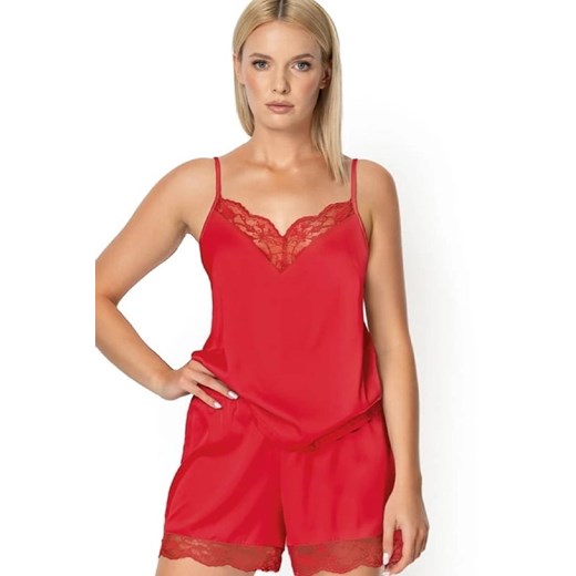 Piżama damska satynowa Nipplex czerwona Zora ze sklepu piubiu_pl w kategorii Piżamy damskie - zdjęcie 170035642