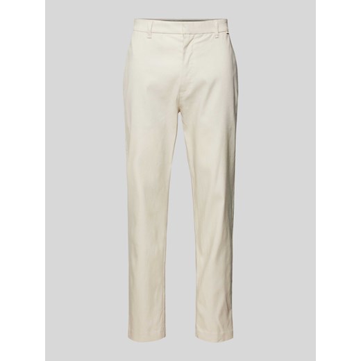 Spodnie lniane o kroju tapered fit z detalem z logo XXL Peek&Cloppenburg 