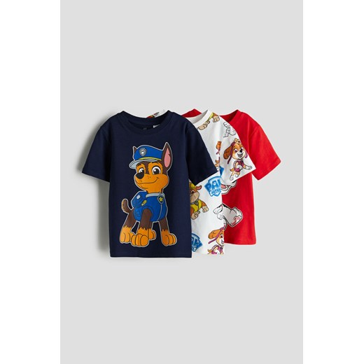 H & M - T-shirt z nadrukiem 3-pak - Niebieski H & M 122;128 (6-8Y) H&M