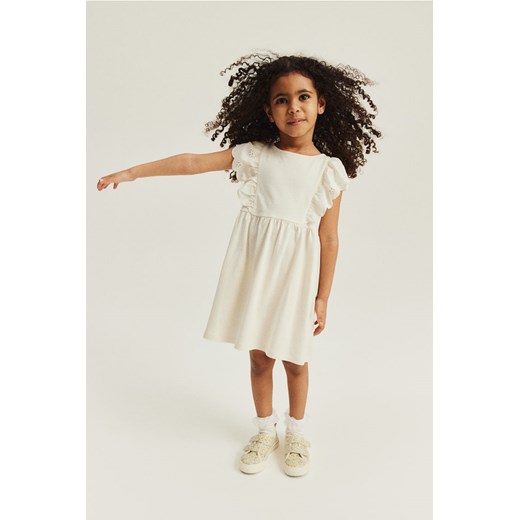 H & M - Dżersejowa sukienka z falbanami - Beżowy ze sklepu H&M w kategorii Sukienki dziewczęce - zdjęcie 170040224