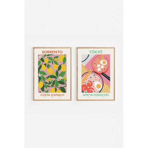 H & M - Colourful Graphic Poster Set - Różowy H & M 50x70 H&M
