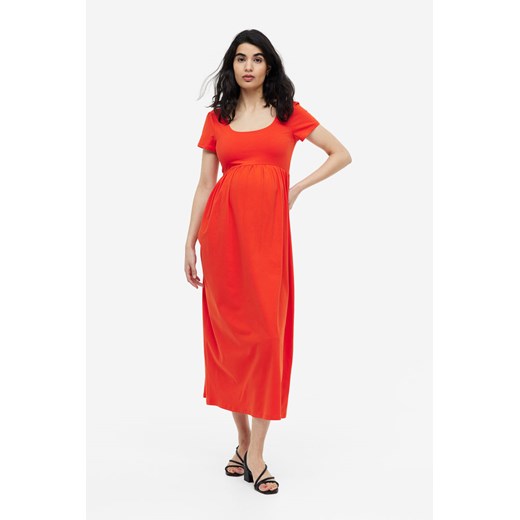 H & M - MAMA Dżersejowa sukienka z dekoltem karo - Czerwony H & M XXL H&M