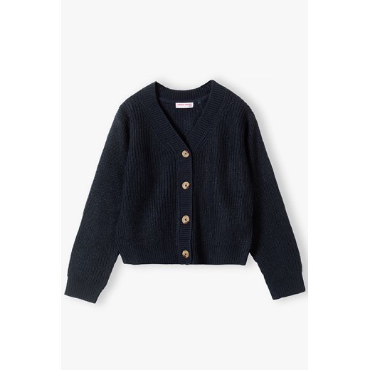 Granatowy sweter dziewczęcy zapinany na guziki ze sklepu 5.10.15 w kategorii Swetry dziewczęce - zdjęcie 170043470