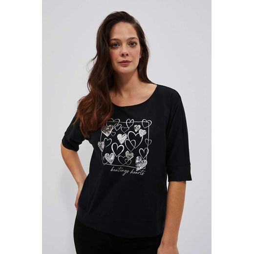 Damski t-shirt z nadrukiem w serca czarny ze sklepu 5.10.15 w kategorii Bluzki damskie - zdjęcie 170043542
