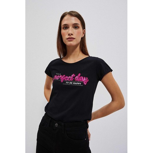 Czarny t-shirt damski z napisem ze sklepu 5.10.15 w kategorii Bluzki damskie - zdjęcie 170043641