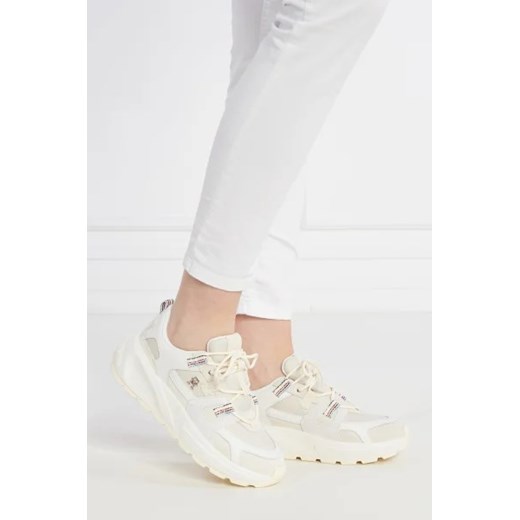 Buty sportowe damskie Tommy Hilfiger sneakersy sznurowane białe skórzane na platformie 