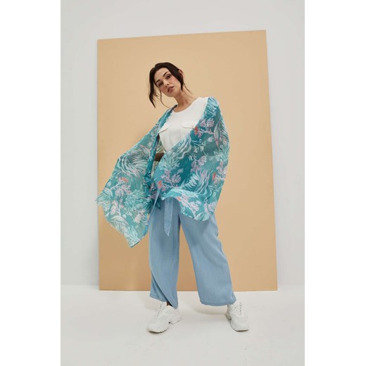 Wzorzysty szal miętowy uniwersalny okazja Moodo.pl