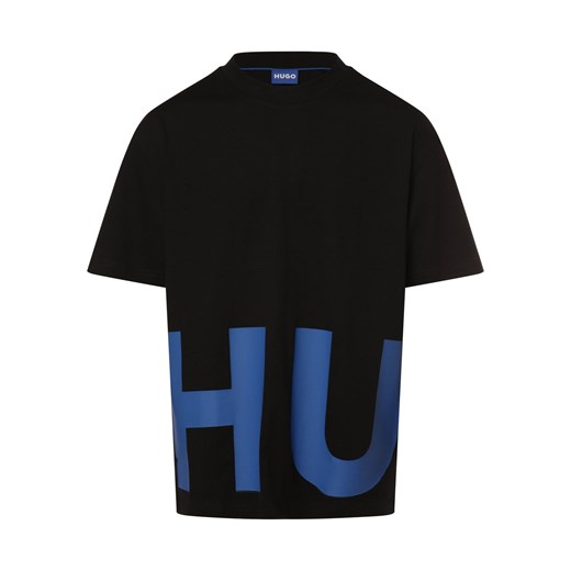 HUGO BLUE Koszulka męska - Nannavaro Mężczyźni Bawełna czarny nadruk Hugo Blue L vangraaf