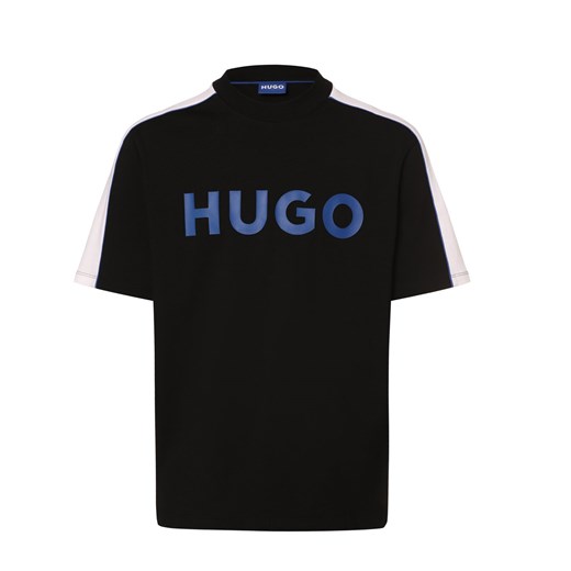 HUGO BLUE Koszulka męska - Neusebio Mężczyźni Bawełna czarny nadruk Hugo Blue XL vangraaf
