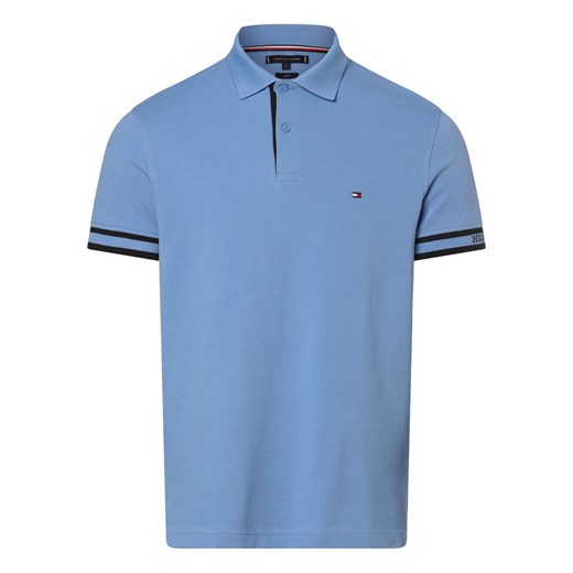 Tommy Hilfiger Męska koszulka polo Mężczyźni Bawełna jasnoniebieski jednolity ze sklepu vangraaf w kategorii T-shirty męskie - zdjęcie 170049101