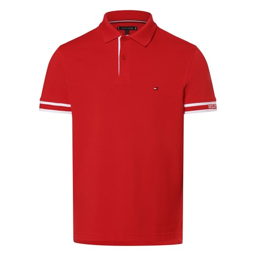 Tommy Hilfiger Męska koszulka polo Mężczyźni Bawełna czerwony jednolity ze sklepu vangraaf w kategorii T-shirty męskie - zdjęcie 170049102