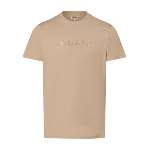 GUESS Koszulka męska Mężczyźni Bawełna beżowy jednolity ze sklepu vangraaf w kategorii T-shirty męskie - zdjęcie 170049190