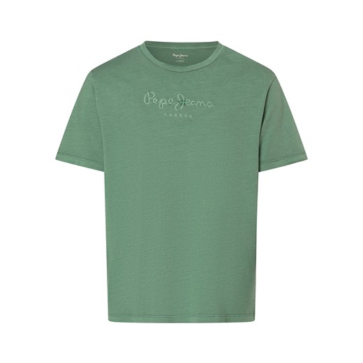 Pepe Jeans Koszulka męska - Emb Eggo Mężczyźni Bawełna zielony jednolity ze sklepu vangraaf w kategorii T-shirty męskie - zdjęcie 170049203