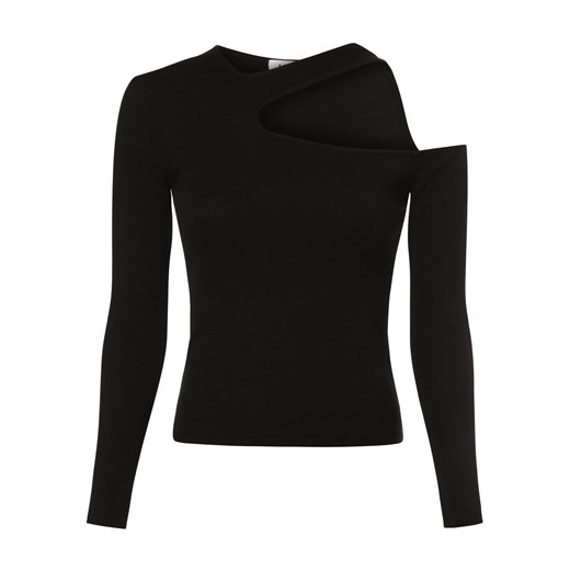 EDITED Damska koszulka z długim rękawem - Vincenta Kobiety Bawełna czarny jednolity ze sklepu vangraaf w kategorii Bluzki damskie - zdjęcie 170049244