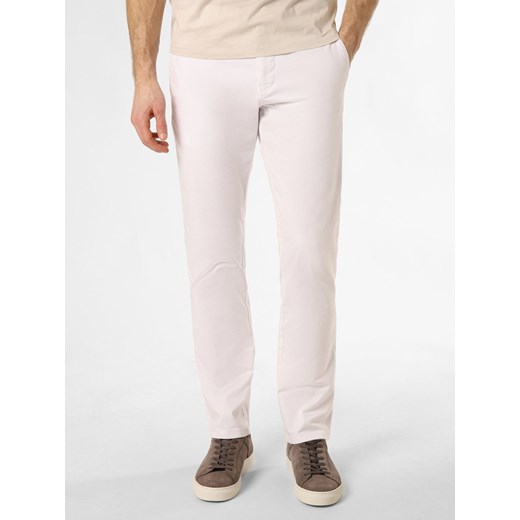 Finshley & Harding Spodnie - Dylan Mężczyźni Bawełna biały jednolity ze sklepu vangraaf w kategorii Spodnie męskie - zdjęcie 170049400