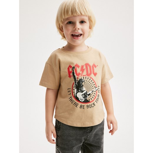 Reserved - T-shirt AC/DC - beżowy ze sklepu Reserved w kategorii Koszulki niemowlęce - zdjęcie 170052290