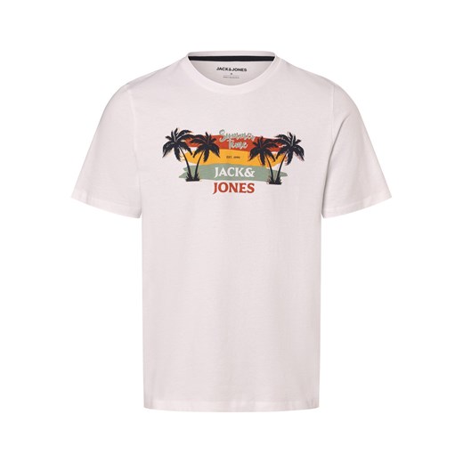 Jack & Jones Koszulka męska - JJSummer Mężczyźni Bawełna biały jednolity ze sklepu vangraaf w kategorii T-shirty męskie - zdjęcie 170055981