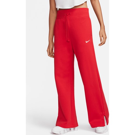 Damskie spodnie dresowe z wysokim stanem i szerokimi nogawkami Nike Sportswear Phoenix Fleece - Czerwony ze sklepu Nike poland w kategorii Spodnie damskie - zdjęcie 170057542
