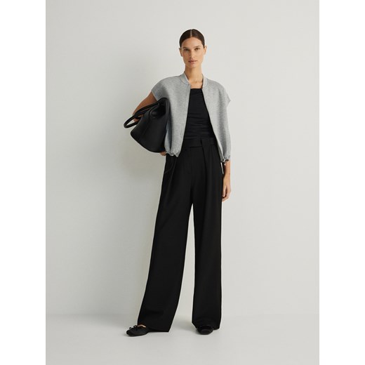Reserved - Szerokie spodnie z wiskozą - czarny ze sklepu Reserved w kategorii Spodnie damskie - zdjęcie 170058433