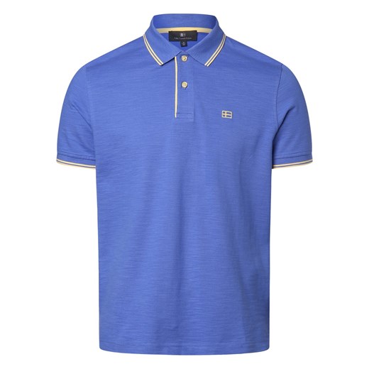 Nils Sundström Męska koszulka polo Mężczyźni Bawełna niebieski jednolity ze sklepu vangraaf w kategorii T-shirty męskie - zdjęcie 170058543