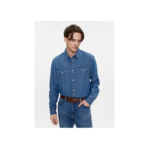 Wrangler Koszula jeansowa Western 112350488 Niebieski Regular Fit ze sklepu MODIVO w kategorii Koszule męskie - zdjęcie 170072161