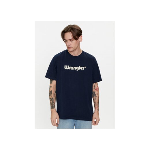 Wrangler T-Shirt Logo 112350524 Granatowy Regular Fit ze sklepu MODIVO w kategorii T-shirty męskie - zdjęcie 170072174