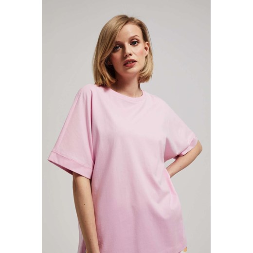 Gładki różowy t-shirt damski ze sklepu 5.10.15 w kategorii Bluzki damskie - zdjęcie 170073172
