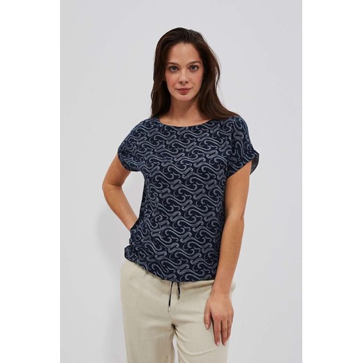 Granatowa bluzka damska z modnym printem ze sklepu 5.10.15 w kategorii Bluzki damskie - zdjęcie 170073174