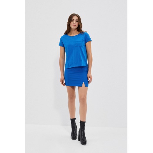 Bawełniany niebieski t-shirt damski z kieszonką XL wyprzedaż 5.10.15