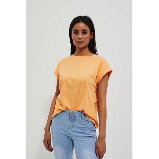 Gładki t-shirt damski pomarańczowy ze sklepu 5.10.15 w kategorii Bluzki damskie - zdjęcie 170073243